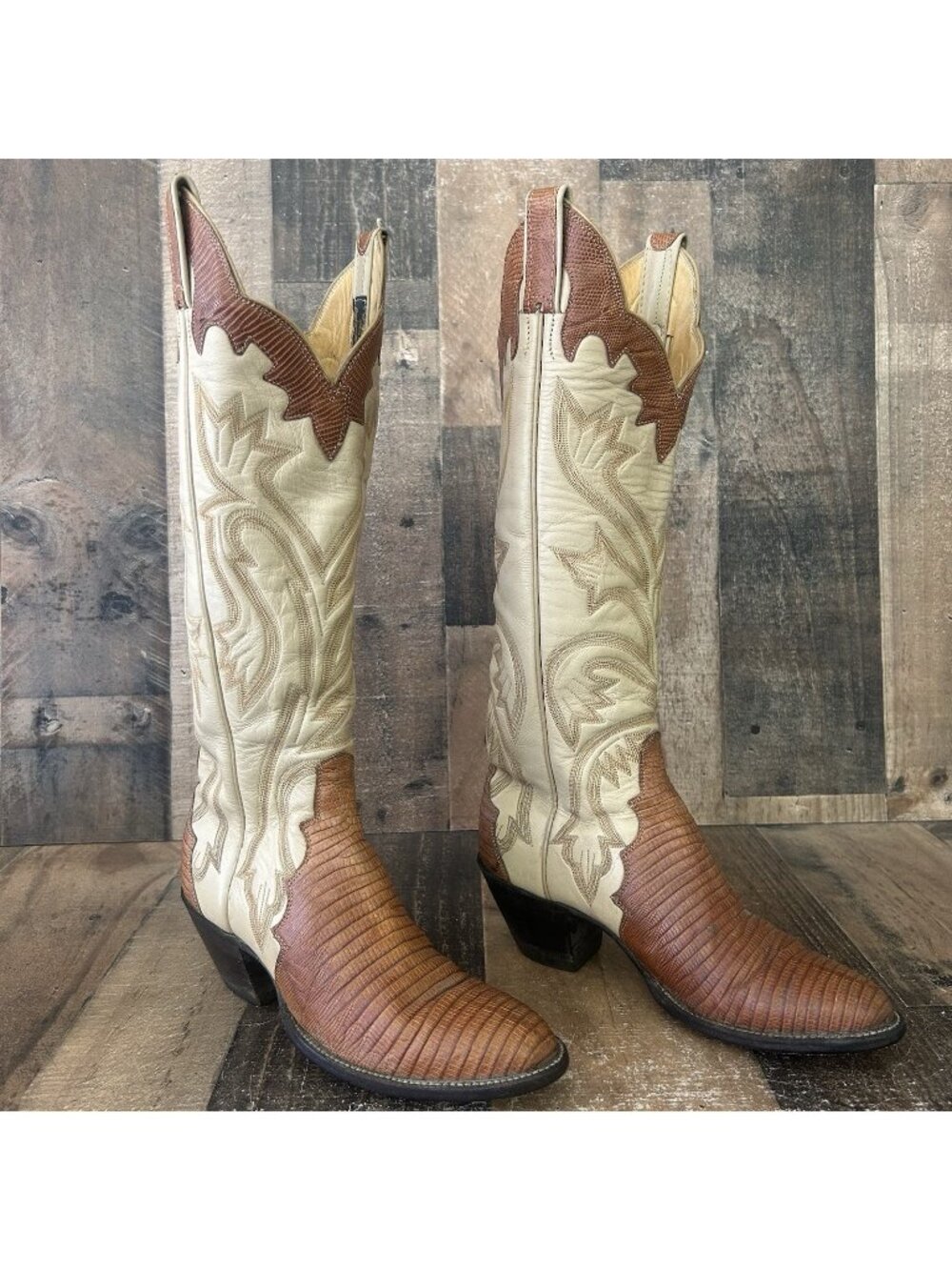 Panhandle Slim Teju Lizard Vintage Western Cowboy Boots Womens 6.5 B